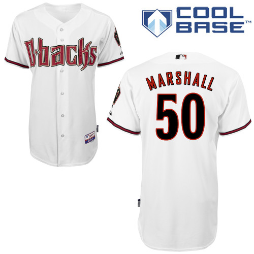 Evan Marshall #50 MLB Jersey-Arizona Diamondbacks Men's Authentic Home White Cool Base Baseball Jersey